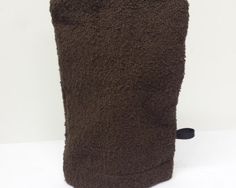 Brown Hand Washcloth Mitt, Make-up Remover, Bath Aid, European Wash Mitt, Fur Baby Wash Mitt