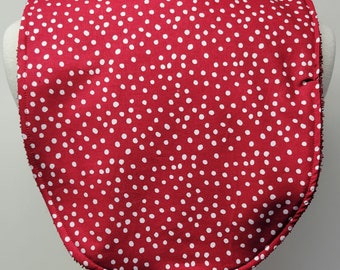 Youth/Junior Girl Bib, Special Needs, Cerebral Palsy, Epilepsy, Retts Syndrome, Drooling, 14-inch neck opening: White Polka Dots on Red