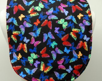 Youth/Junior Girl Bib, Special Needs, Cerebral Palsy, Epilepsy, Retts Syndrome, Drooling, 14-inch neck opening: Bright Butterflies on Black