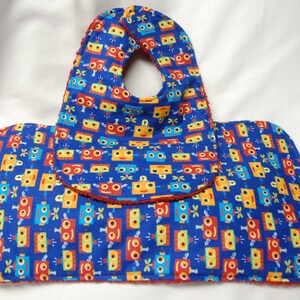 Baby Boy Bib and Burp Cloth, Baby Shower Gift, Welcome Baby Gift: Colorful Robots image 3