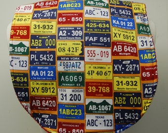Youth/Junior Bib, Boy Special Needs, Cerebral Palsy, Epilepsy, Seizures, Drooling, Adaptive Clothing 14-inch Neck Opening:  License Plates