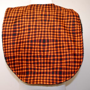 Youth/Junior Boy Bib, Special Needs, Drooling, Epilepsy, Seizures, Cerebral Palsy, 14-inch neck opening: Orange and Black Geo/Mod Design