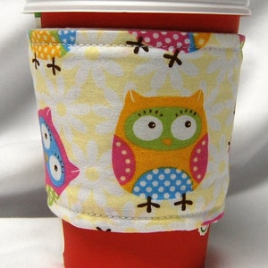 Coffee Cozy/Cup Sleeve, Eco Friendly, Slip-on, Teacher Appreciation, Co-Worker Gift, Buy any 4 get 1 free: Owls on White image 4