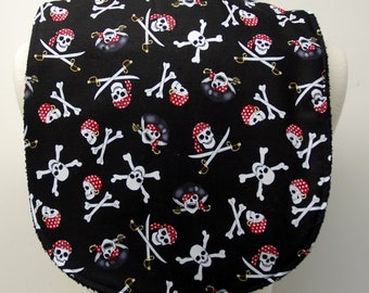 Youth/Junior Boy Bib, Special Needs, Cerebral Palsy, Seizures, Epilepsy, 14-inch neck opening: Pirate Skulls and Swords