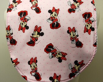 Youth/Junior Girl Bib, Special Needs, Cerebral Palsy, Epilepsy, Retts Syndrome, Drooling, 14-inch neck opening: Minnie Mouse on Light Pink