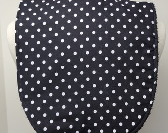 Youth/Junior Girl Bib, Special Needs, Cerebral Palsy, Epilepsy, Retts Syndrome, Drooling, 14-inch neck opening: White Polka Dots on Black