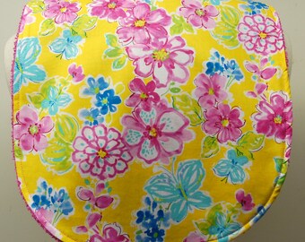 Youth/Junior Girl Bib, Special Needs, Cerebral Palsy, Epilepsy, Retts Syndrome, Drooling, 14-inch neck opening: Yellow Pink Aqua Floral