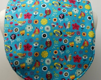 Youth/Junior Bib, Special Needs, Cerebral Palsy, Drooling, Epilepsy, Retts Syndrome, Seizures, 14-inch neck opening:  Flowers/Birds on Teal
