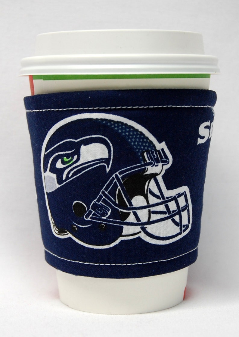 Coffee Cozy/Cup Sleeve Eco Friendly Slip-on, Teacher Appreciation, Co-Worker Gift, Buy any 4 get 1 free: NFL Seahawks Helmet image 4