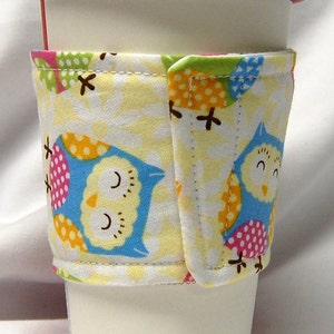 Coffee Cozy/Cup Sleeve, Eco Friendly, Slip-on, Teacher Appreciation, Co-Worker Gift, Buy any 4 get 1 free: Owls on White image 2