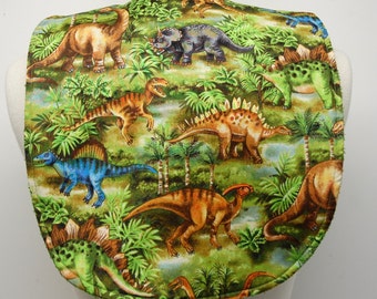 Youth/Junior Boy Bib, Special Needs, Cerebral Palsy, 14-in/35cm neck: Dinosaurs!