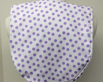 Youth/Junior Girl Bib, Special Needs, Cerebral Palsy, Epilepsy, Retts Syndrome, Drooling, 14-inch neck opening: Purple Polka Dots on White