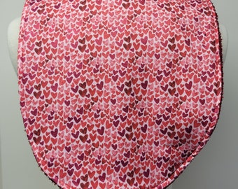 Youth/Junior Girl Bib, Special Needs, Cerebral Palsy, Epilepsy, Retts Syndrome, Drooling, 14-inch neck opening: Tiny Red Hearts