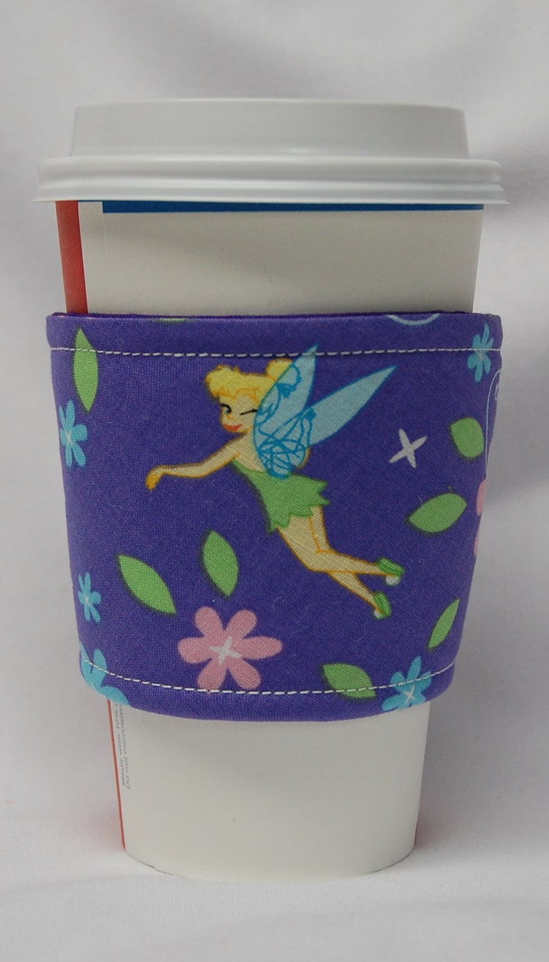 Teacher Appreciation Coffee CozyCup Sleeve Bulk Discount: Tinkerbell on Purple Co-Worker Gift Slip-on Eco Friendly