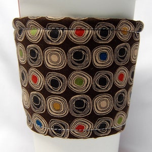 Coffee Cozy/Cup Sleeve Eco Friendly Slip-on, Teacher Appreciation, Co-Worker Gift, Buy any 4 get 1 free: Light Tan Swirls on Brown image 1