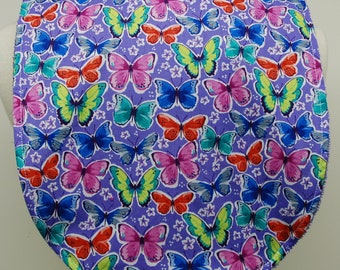 Youth/Junior Girl Bib, Special Needs, Cerebral Palsy, Epilepsy, Retts Syndrome, Drooling, 14-inch neck opening: Multi  Butterflies on Purple