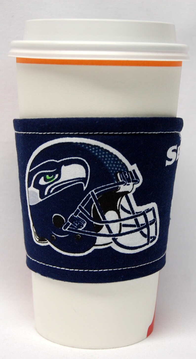 Coffee Cozy/Cup Sleeve Eco Friendly Slip-on, Teacher Appreciation, Co-Worker Gift, Buy any 4 get 1 free: NFL Seahawks Helmet image 3