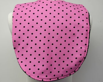 Youth/Junior Girl Bib, Special Needs, Cerebral Palsy, Epilepsy, Retts Syndrome, Drooling, 14-inch neck opening: Black Polka Dots on Pink