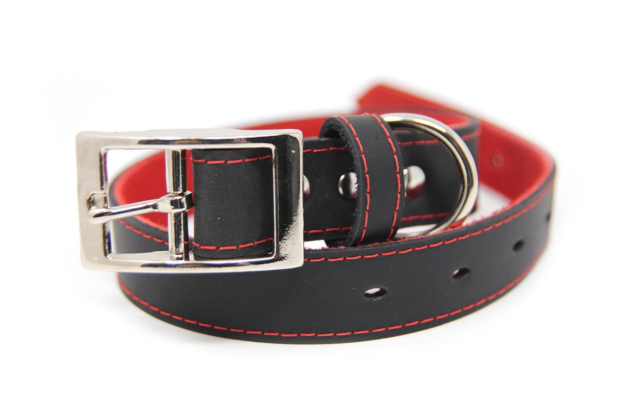 Custom Black Leather Dog Collar with Soft Red Suede, Handmade Adjustable Collar, Custom Leather Collar, Great Pet Gift