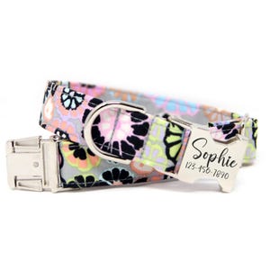 Flower Dog Collar | Personalized Dog Collar | Floral Dog Collar | Spring Collar | Girl Dog Collar | Dog Collar with Name | Row of Flowers