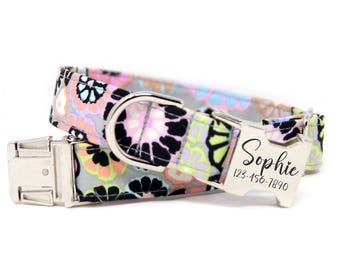 Flower Dog Collar | Personalized Dog Collar | Floral Dog Collar | Spring Collar | Girl Dog Collar | Dog Collar with Name | Row of Flowers