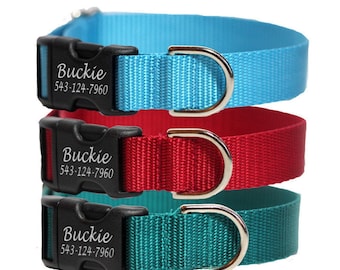 Personalized Dog Collar, Optional Engraved Buckle | Custom Collar, Nylon Webbing Dog Collar | Dog Collar Engraved | Plain Jane Nylon Collar