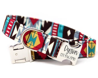 Tribal Dog Collar | Southwestern Collar | Personalized Dog Collar | Boy Dog Collar | Collar with Name | Aztec Dog Collar | The Sedona