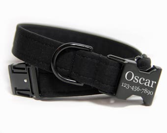 Blacked Out Dog Collar-Personalized Collar optional