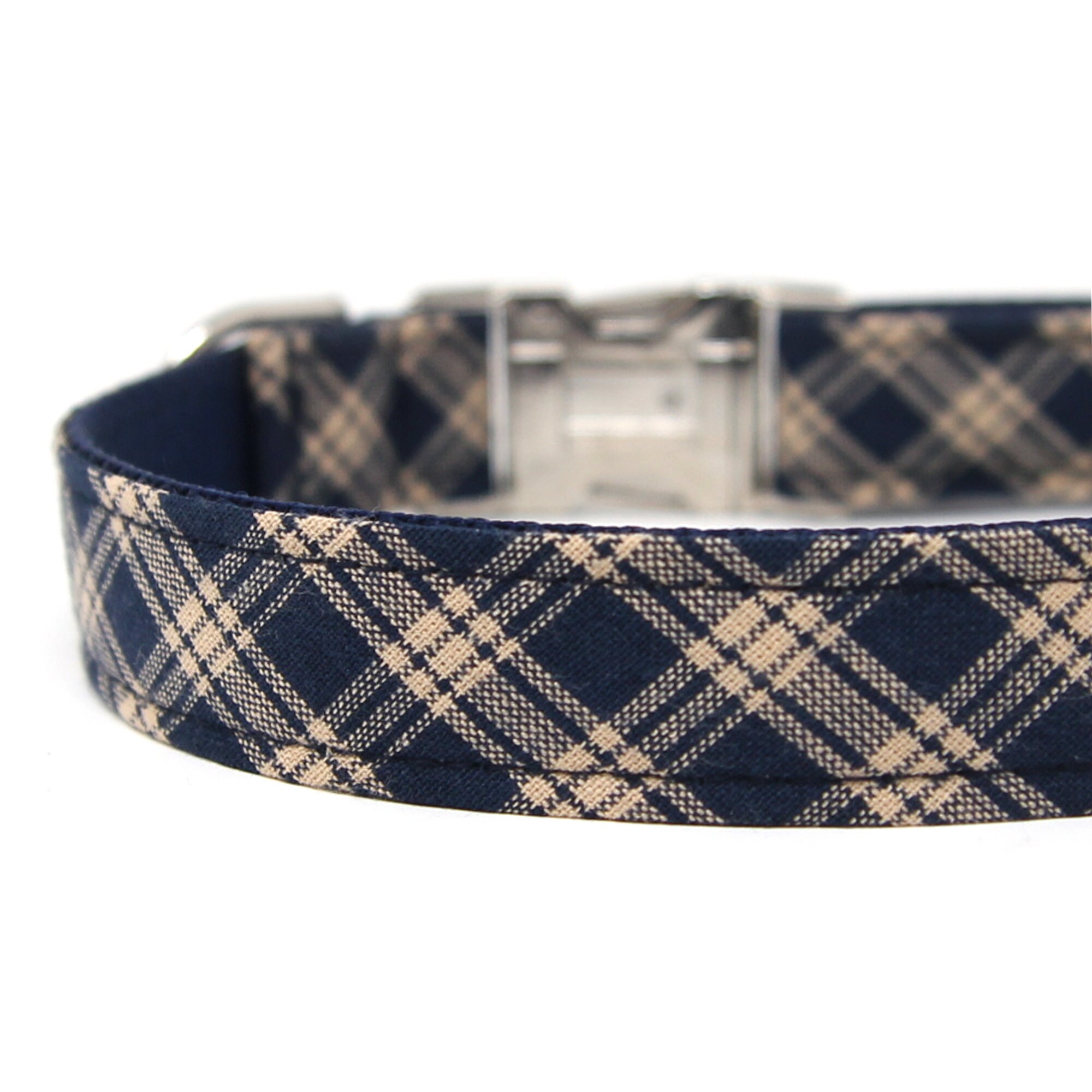 Blue Plaid Dog Collar Personalized Collar Engraved Plaid Dog Etsy