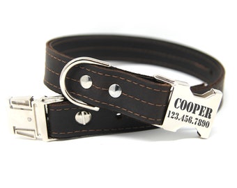 Leather Dog Collar | Personalized Leather Collar | Engraved Leather Dog Collar | The Rancher