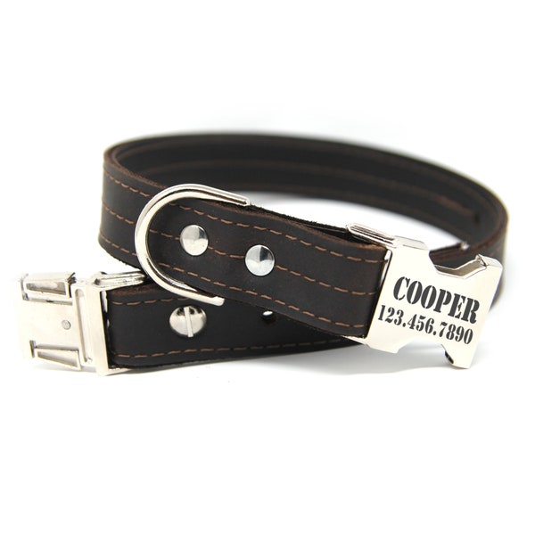Leather Dog Collar | Personalized Leather Collar | Engraved Leather Dog Collar | The Rancher