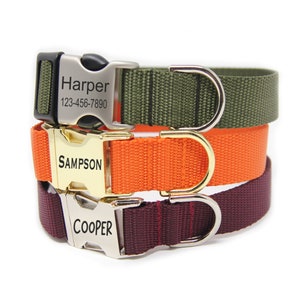 Personalized Dog Collar Nylon Webbing Dog Collar Engraved Buckle Dog Collar Plain Jane Nylon Collar image 1