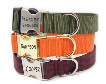 Personalized Dog Collar | Nylon Webbing Dog Collar | Engraved Buckle Dog Collar | Plain Jane Nylon Collar