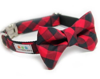 Personalized Dog Collar Bow Tie | Custom Engraved Dog Colalr | Name Buckle Collar | New Puppy Gift | Christmas Dog Collar | Bow Tie Collar