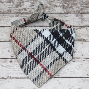 Plaid Dog Bandana | Black and Tan Pet Bandana | Pet Collar with Name | Personalized Pet Neck Scarf