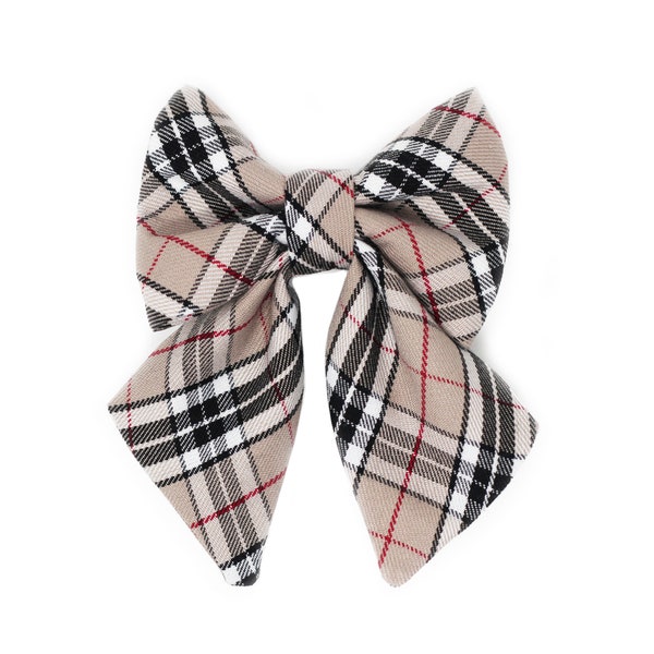 Plaid Dog Bow Tie, Removable Bow Tie for Dogs - Matching bow tie - Black and Tan Plaid