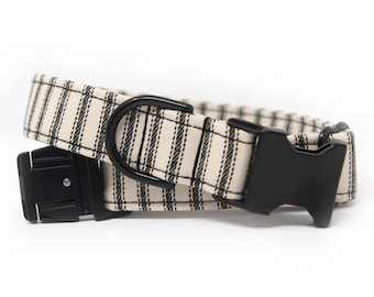 Personalized Striped Dog Collar, Classic Ticking Stripe Design with Customizable Buckle, Ideal Collar Gift for Pets | Ticking Stripe