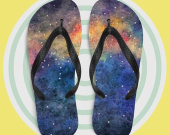 Watercolor Flip-Flops “Soothing Galaxy”
