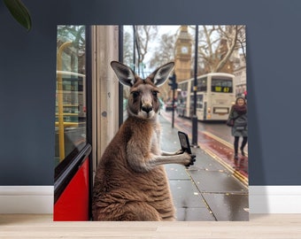 Kangaroo taking pictures in London Premium Matte Paper Poster