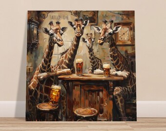 Giraffes at the bar Premium Matte Paper Poster