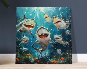 sharks smiling Premium Matte Paper Poster