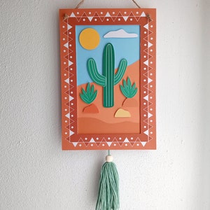 Saguaro cactus - DIY paper wall hanging -  printable files with tutorial to make your own paper decor!