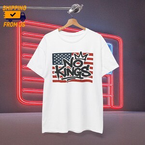 Comfort Colors No Kings America Flag Shirt, No Kings Graffiti T-Shirt, Anti Monarchy Streetwear, Protest Shirt for No Kings Day