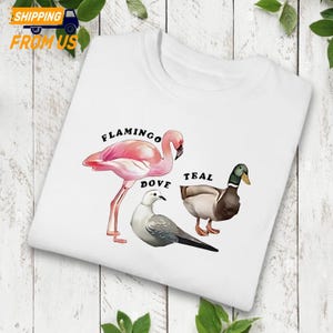 Subtiel anti-maga vogelshirt, flamingo-duif groenblauw subtiele anti-troef hoodie, Fck Trump-sweater, democraat progressief liberaal, FDT-shirt