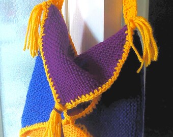 Hand-knitted Crossbody Bag, Small Envelope Purse, Tassel Detail, Boho Style