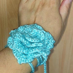 Crochet Rose Choker Necklace: Soft Cotton Flower, Adjustable Tie