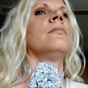 Crochet Rose Choker: Soft Cotton Flower Necklace