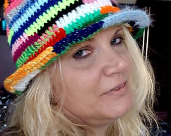 Crochet Bucket Hat: Multicolored Panama Style