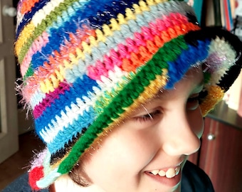 Crochet bucket hat,panama hat in miu miu style. Multicolored, for any occasion.