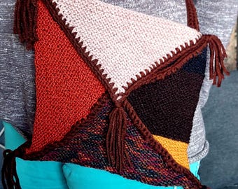 Crochet Shoulder Bag: Patchwork Tassel Crossbody, Unisex Everyday Bag